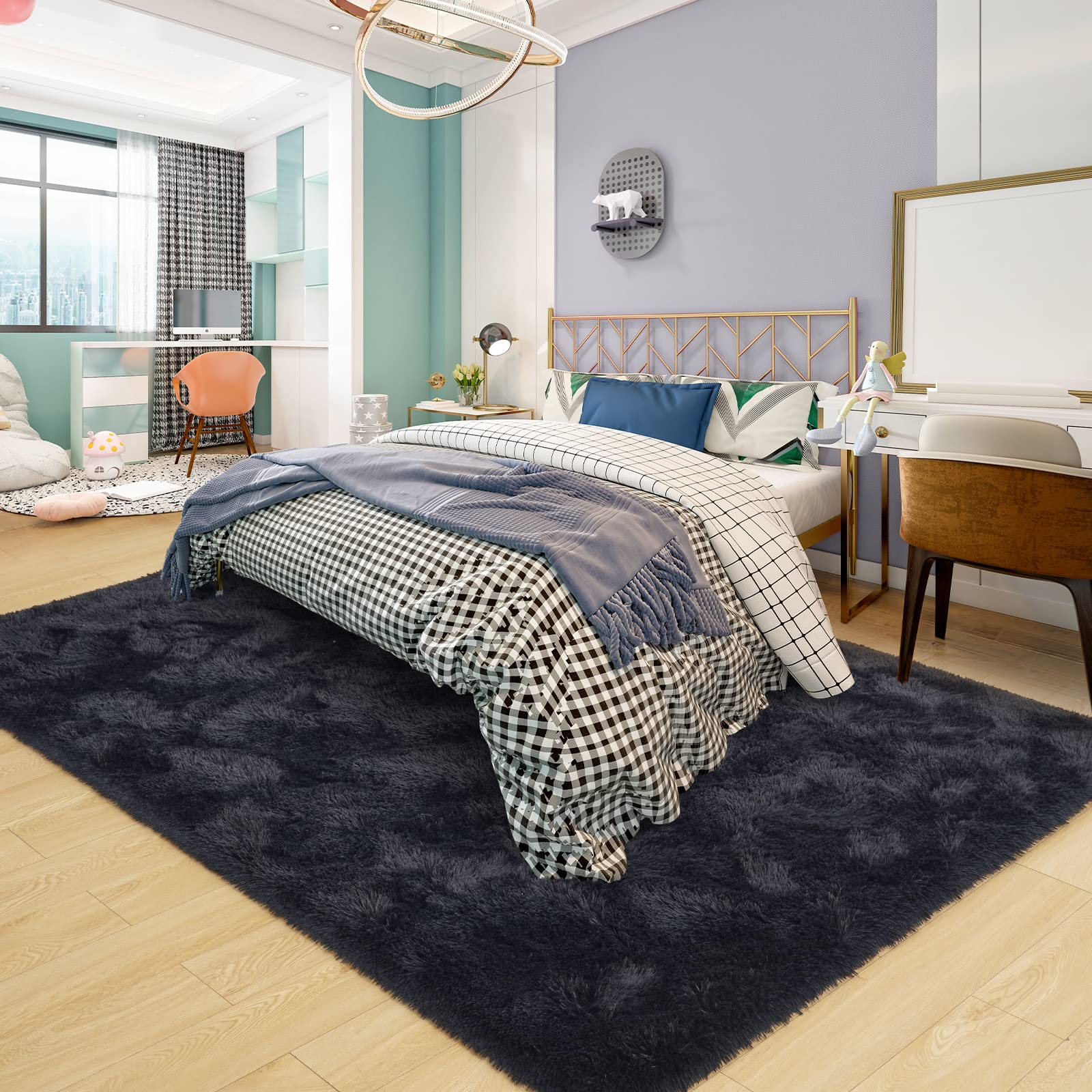 ST. BRIDGE fluffy rug pile closeup showcases plush texture and inviting underfoot feel.
