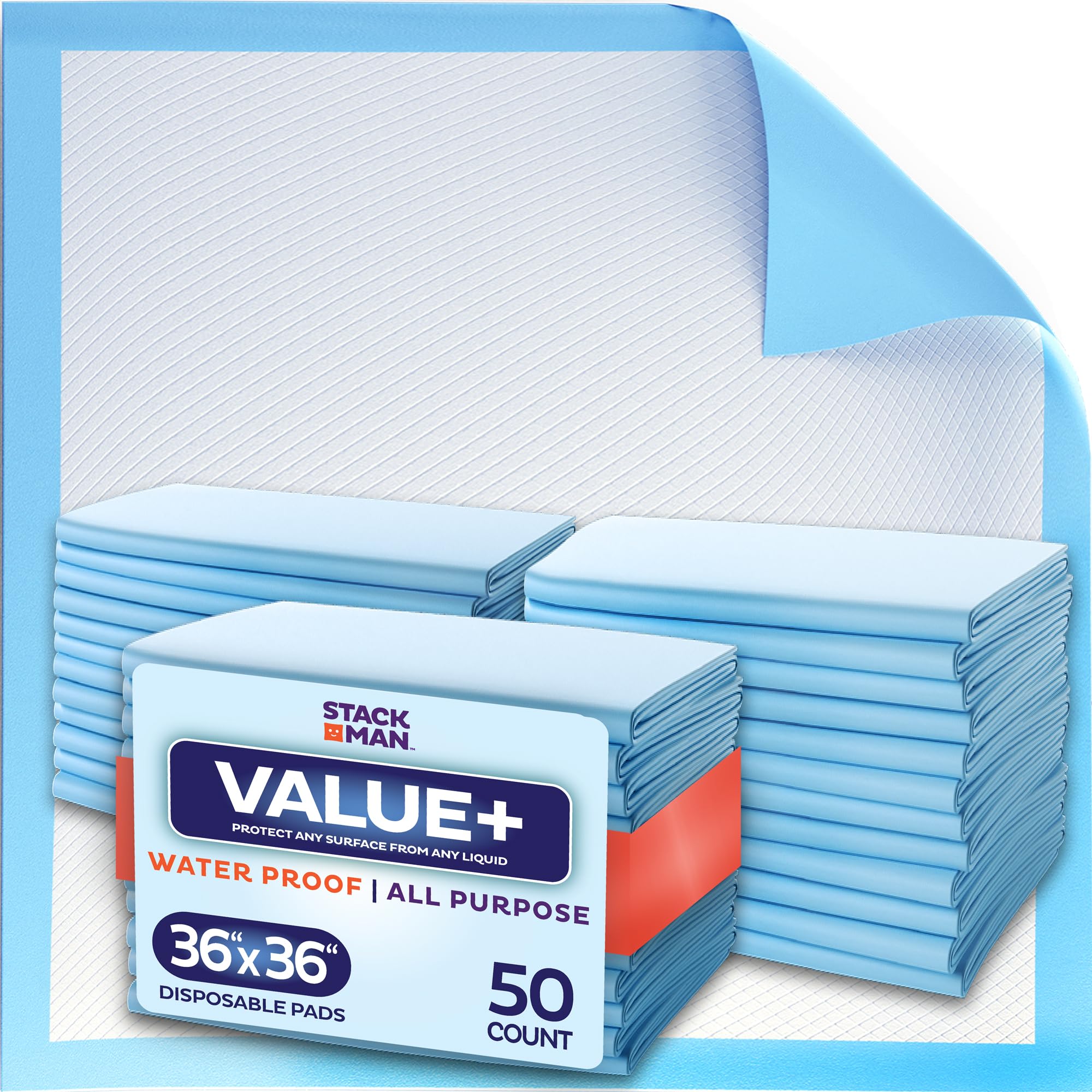 Stack Man Chucks Pads 50-pack packaging for quick, clean protection.