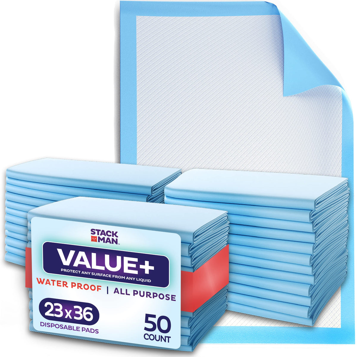 Stack Man Chucks Pads provide bed protection with a 50-pack for overnight reliability.