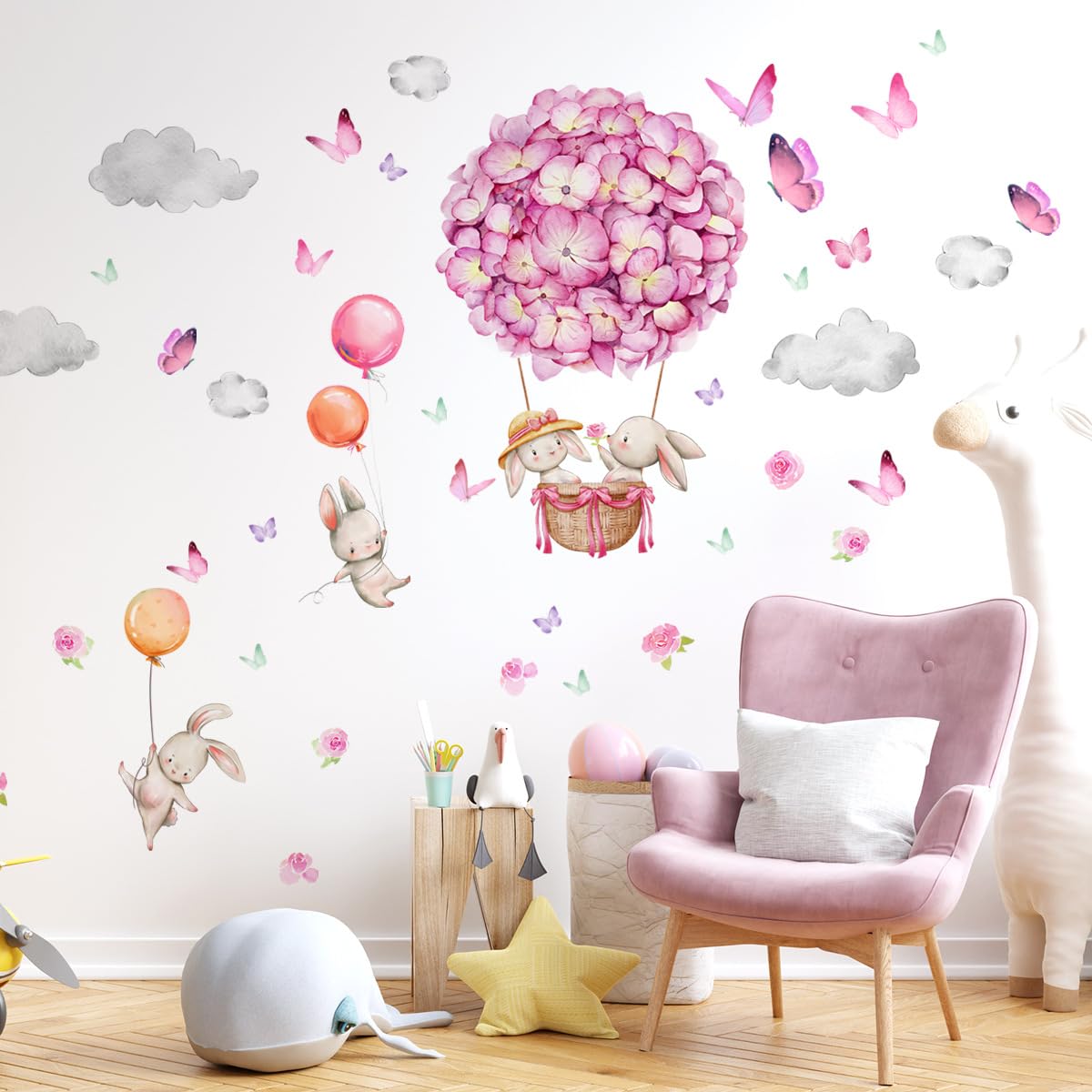 Stampringt Flower Balloon Wall Decal with vibrant flowers for nursery walls