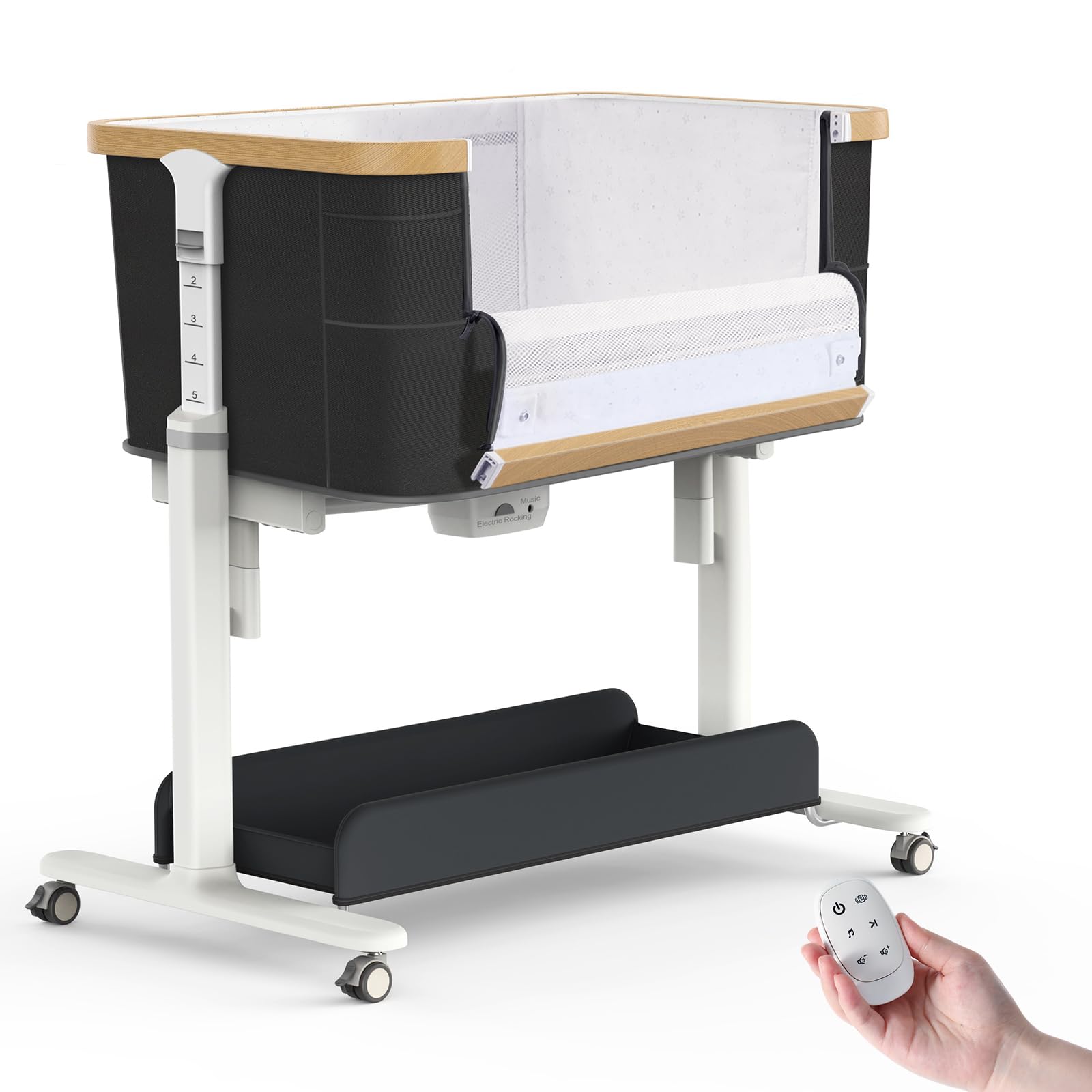 Staroyal Electric Bassinet with 3 rocking modes for gentle newborn soothing.