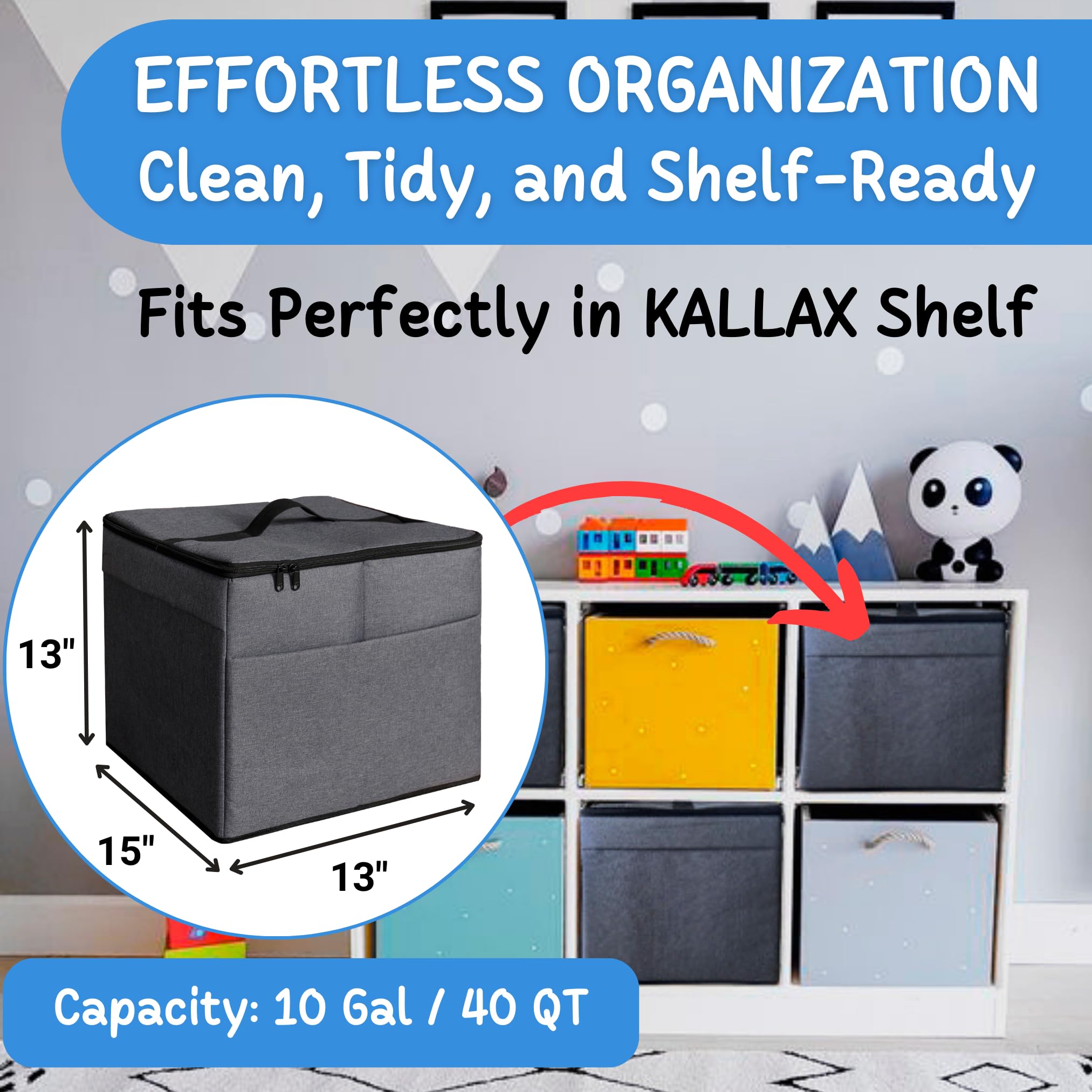 STARSIKO toy bucket filled with building blocks helps organized play sessions.