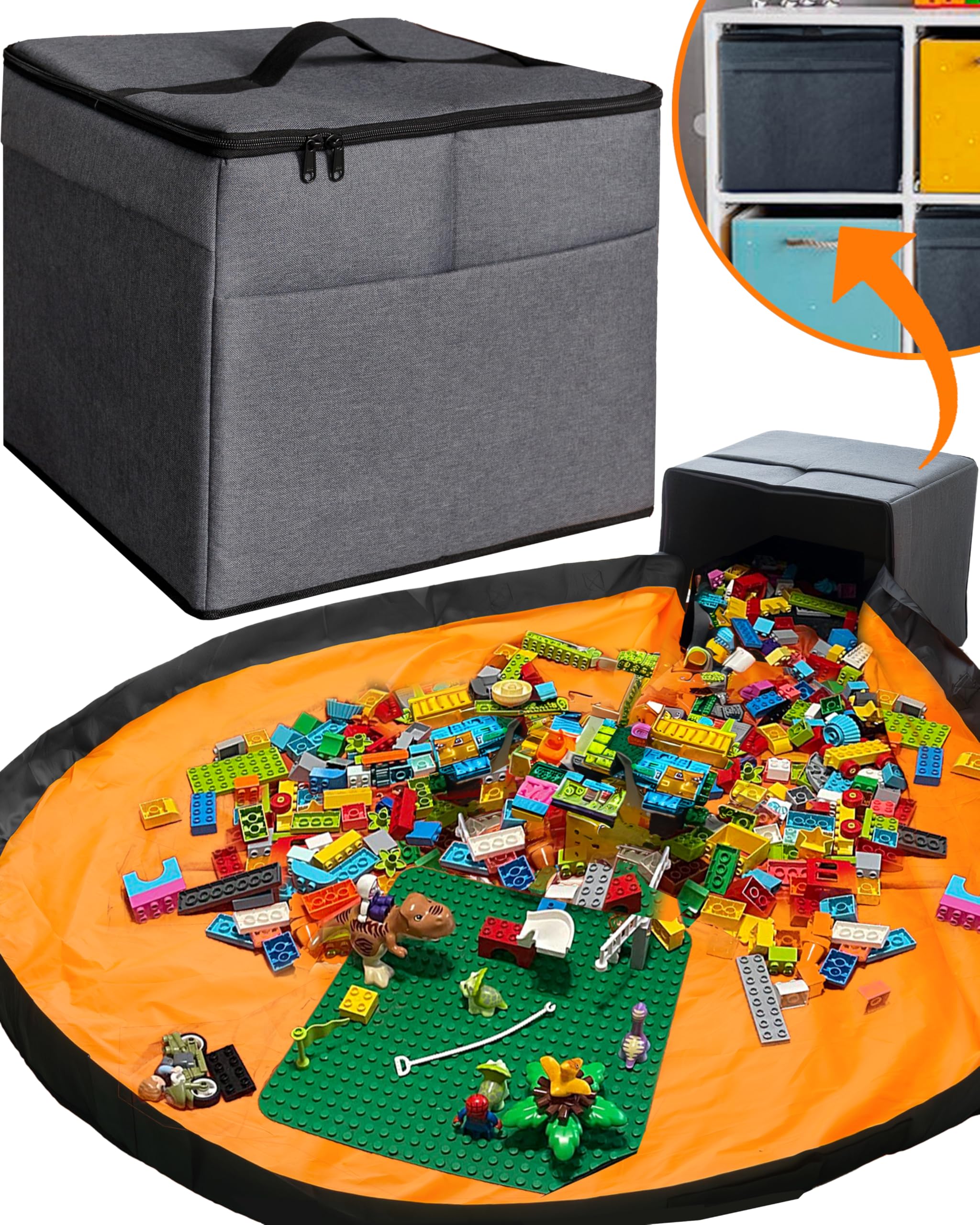STARSIKO XL Toy Storage Organizer with Play Mat keeps toys neatly organized for easy cleanup.