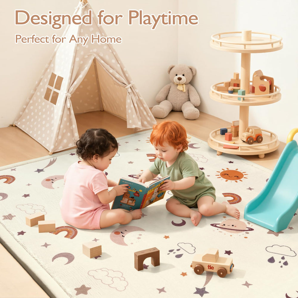 STARUIA memory foam mat creates a plush reading corner for toddlers.