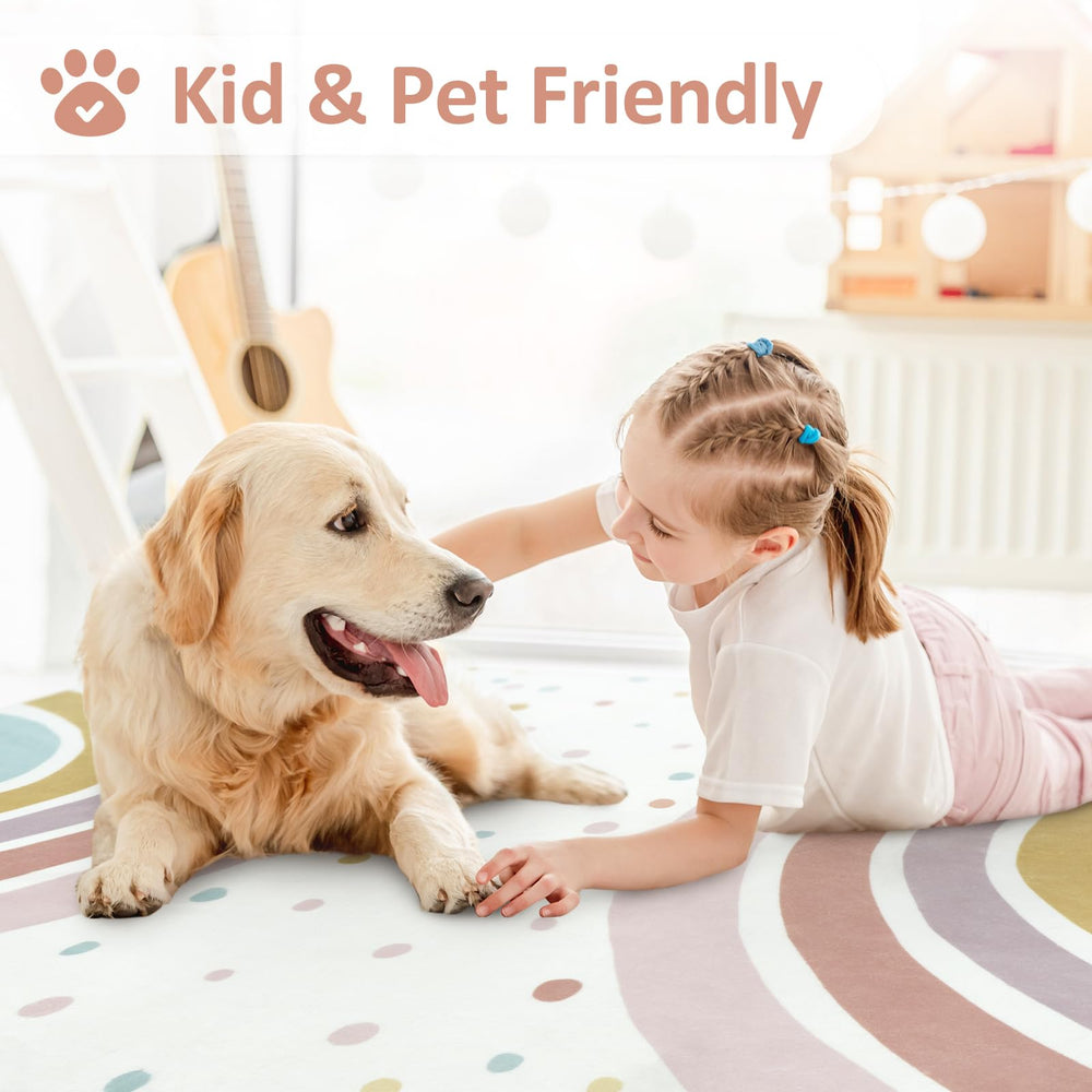 STARUIA Rainbow Rug's anti-slip back helps keep the rug in place on hardwood floors.