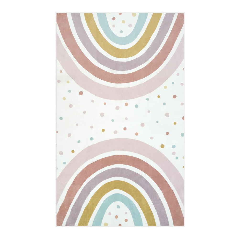 STARUIA Rainbow Rug adds a cozy reading corner while brightening room decor.