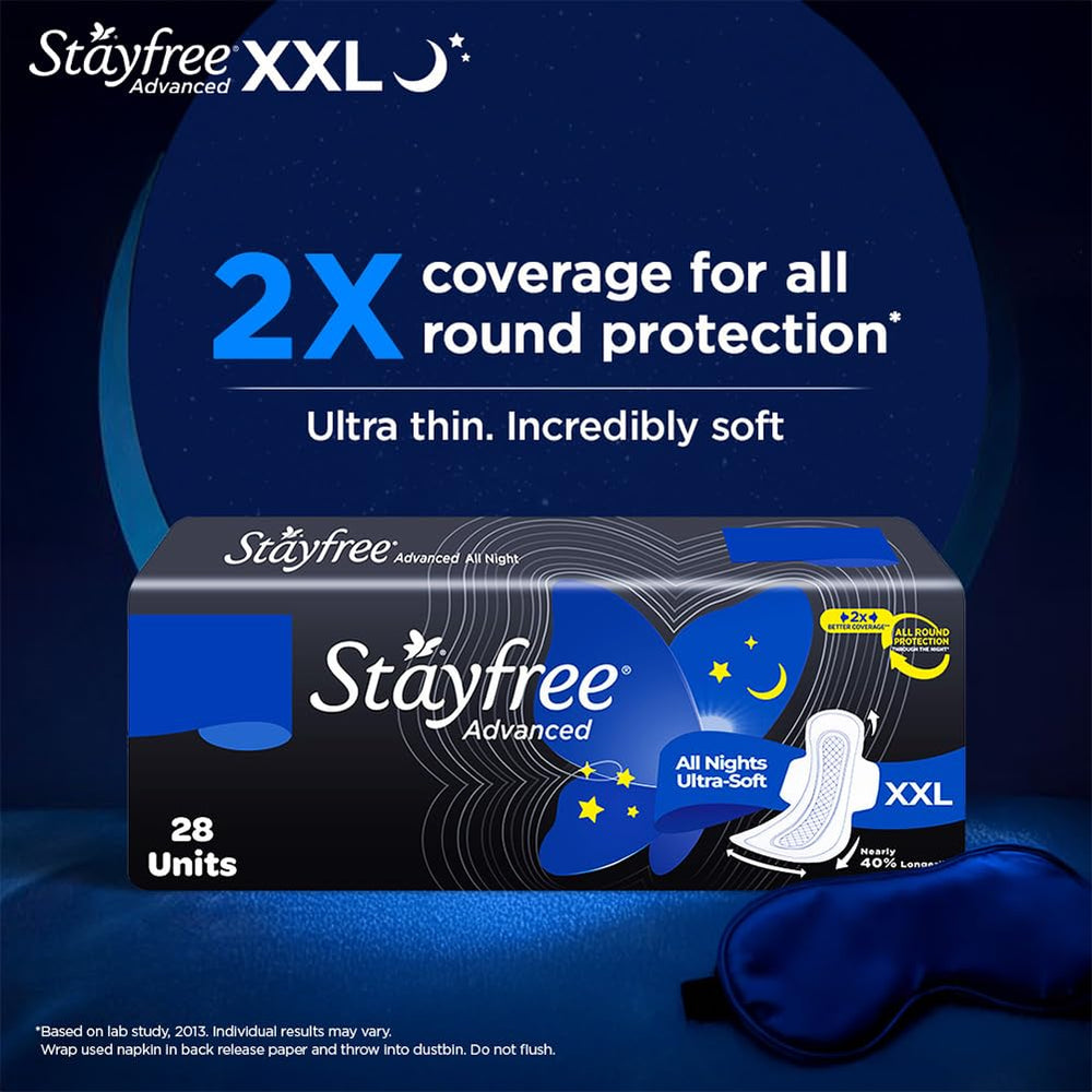 Stayfree Advanced XL All Night pad exterior sideview shows length and fit.