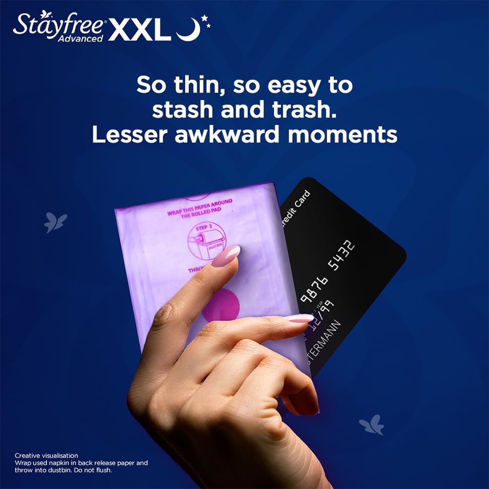 Stayfree Advanced XL All Night pad nighttime use scene.