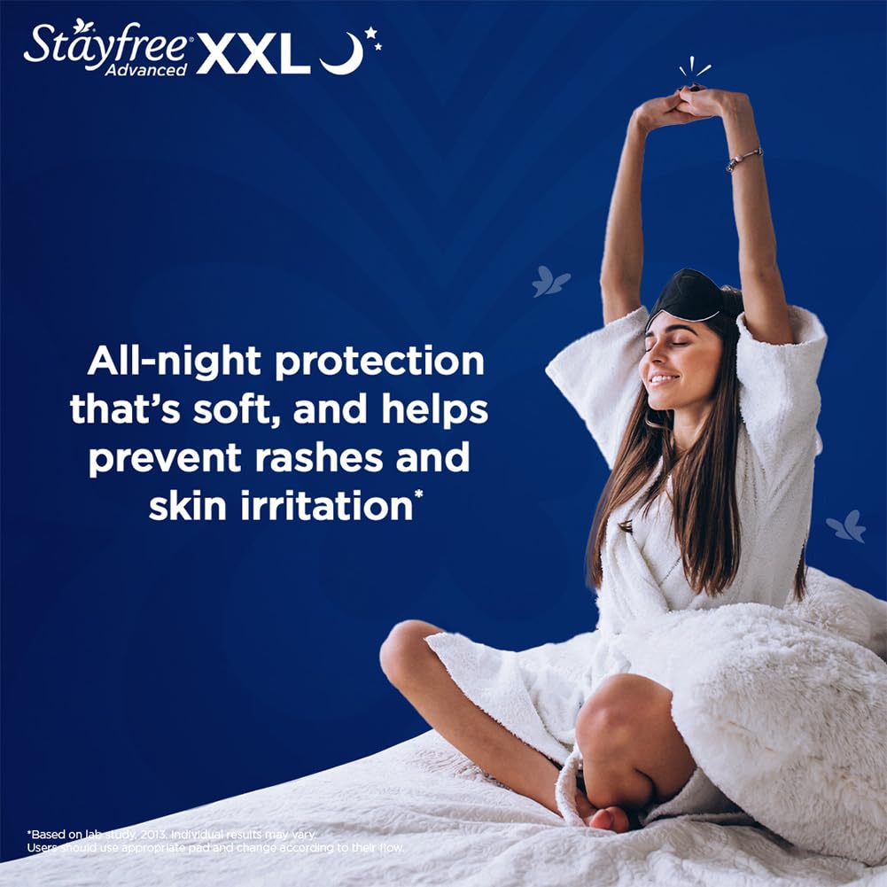 Stayfree Advanced XL All Night pad wings closeup highlighting secure wings.