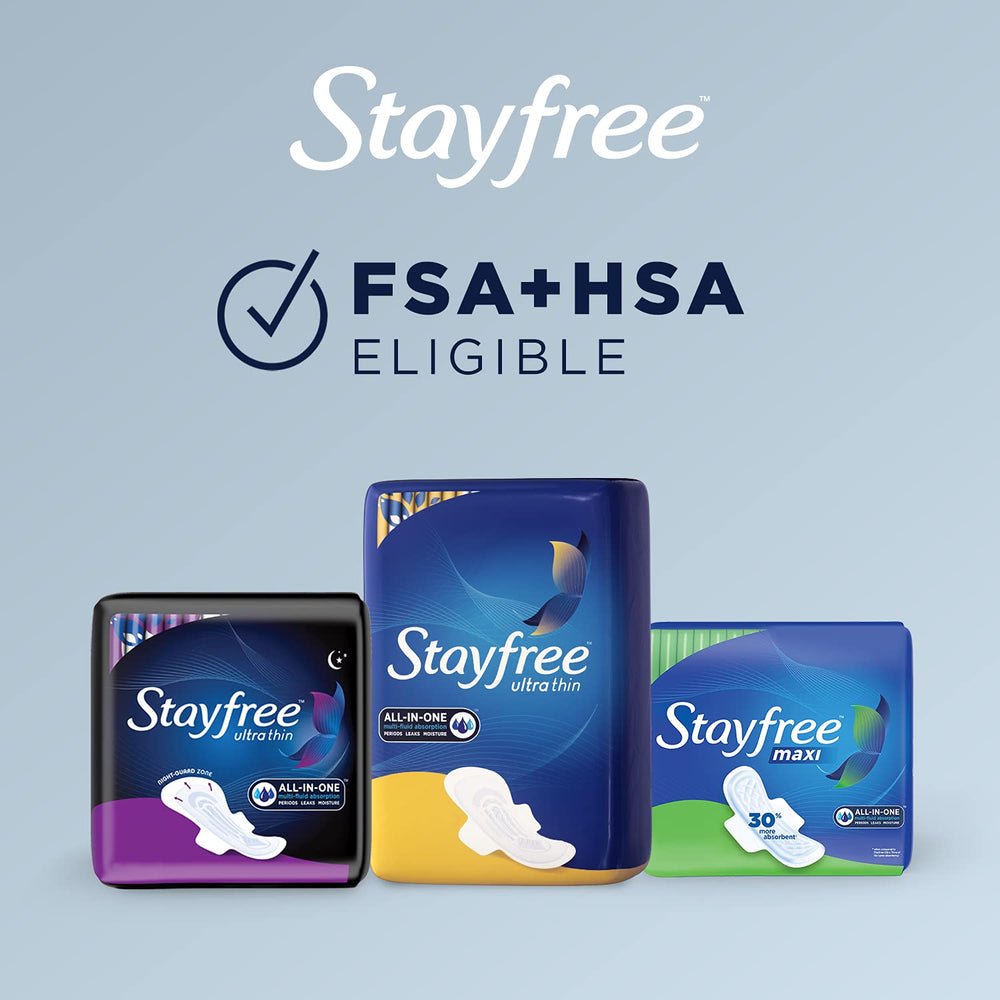 Bedtime scene with Stayfree for dry, protected sleep throughout the night.