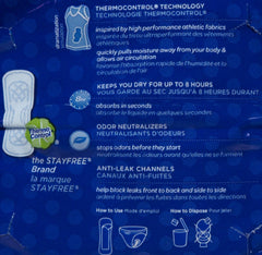 Stayfree Maxi Pads Regular-10ct featuring anti-leak core for reliable all-day protection.