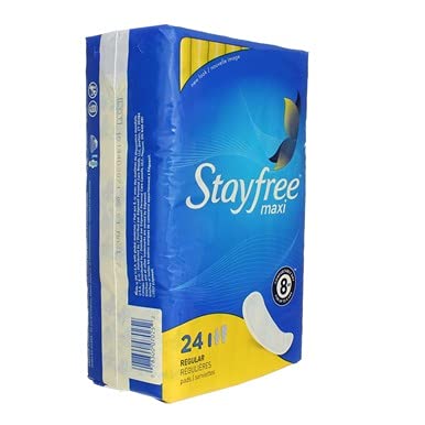 Stayfree regular maxi pad 24ct leak barrier helps prevent leaks.