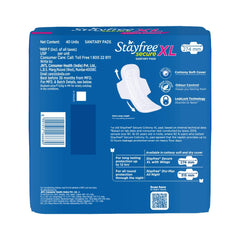 Stayfree Secure Extra Large pads in packaging showing a value pack of 40
