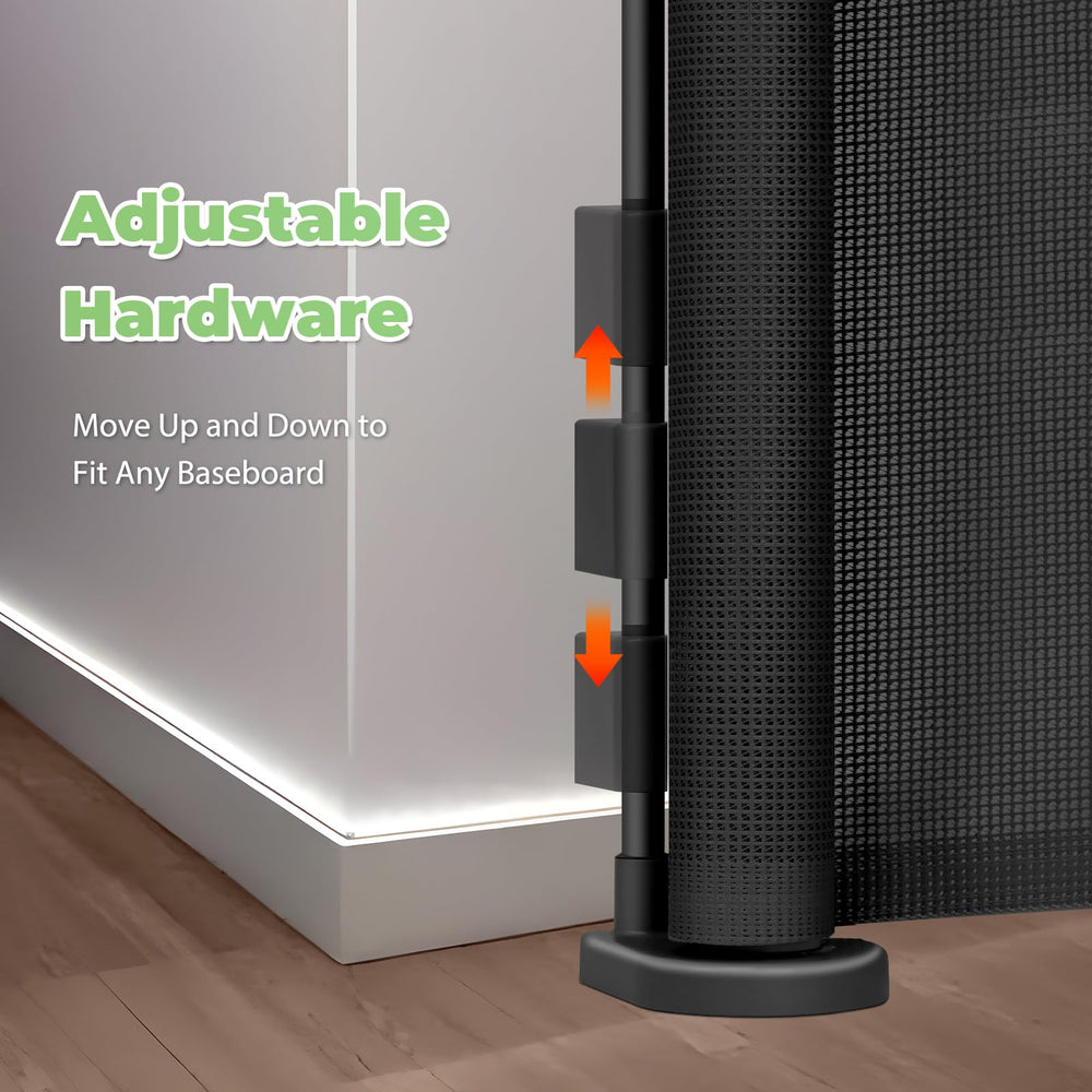 Stcockis black finish gate blends with decor while offering a sturdy barrier.