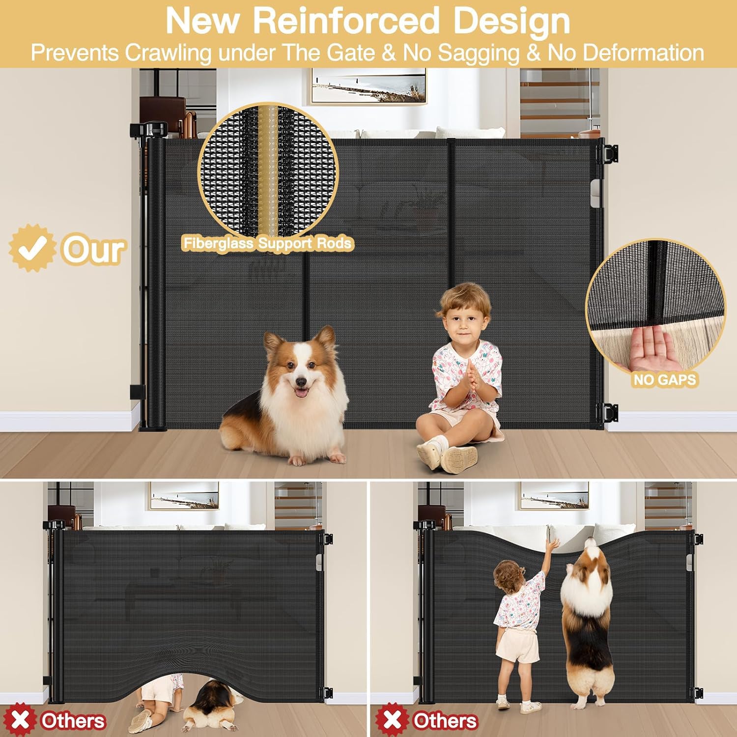 Stcockis tall gate in doorway demonstrates indoor safety and wide fit