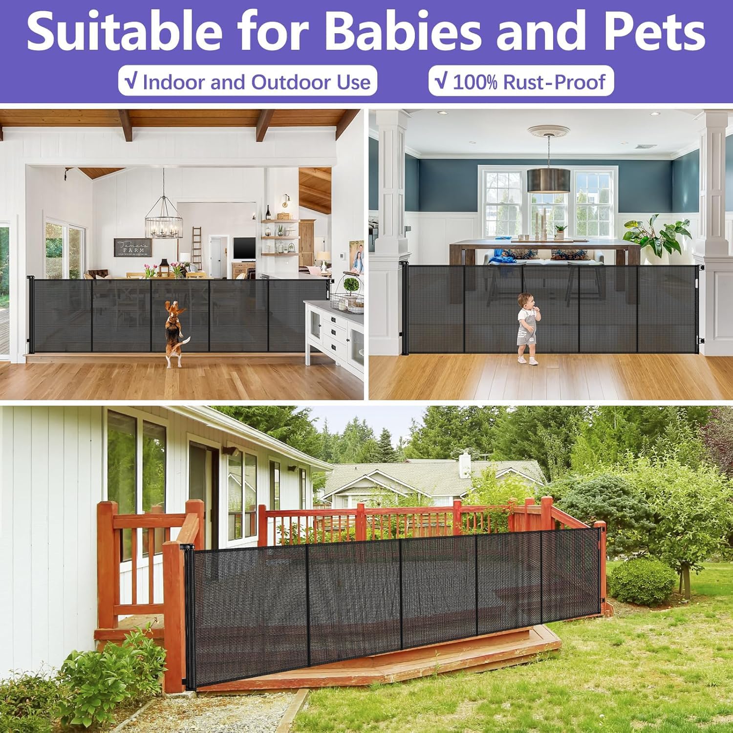 One-handed operation with safety lock for easy use and child/pet safety.