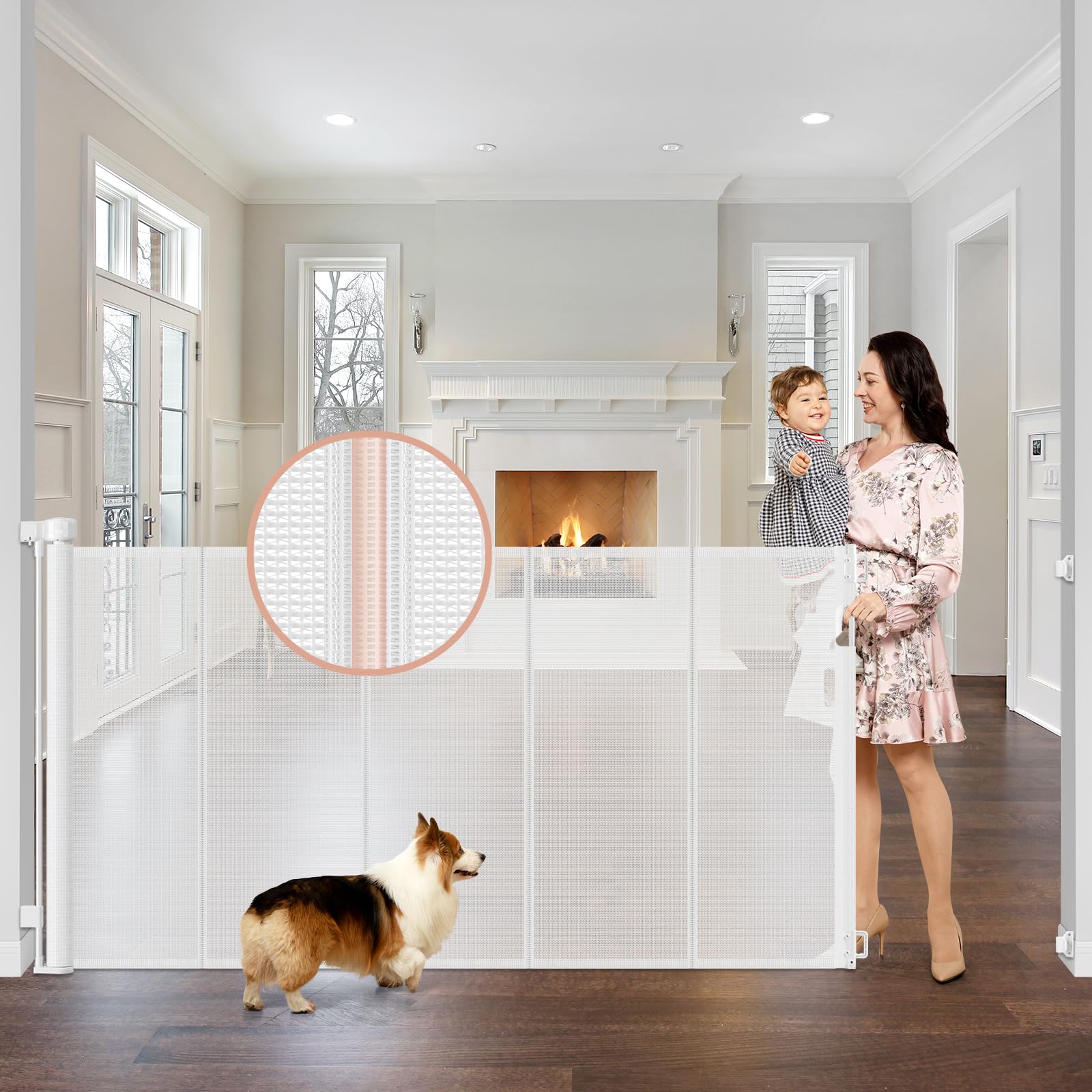 Stcockis reinforced retractable gate in full-width 75-inch setup for wide openings