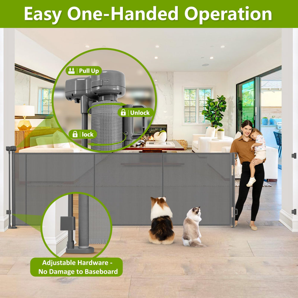 Stcockis scratch-resistant mesh withstands pet claws while protecting little ones.