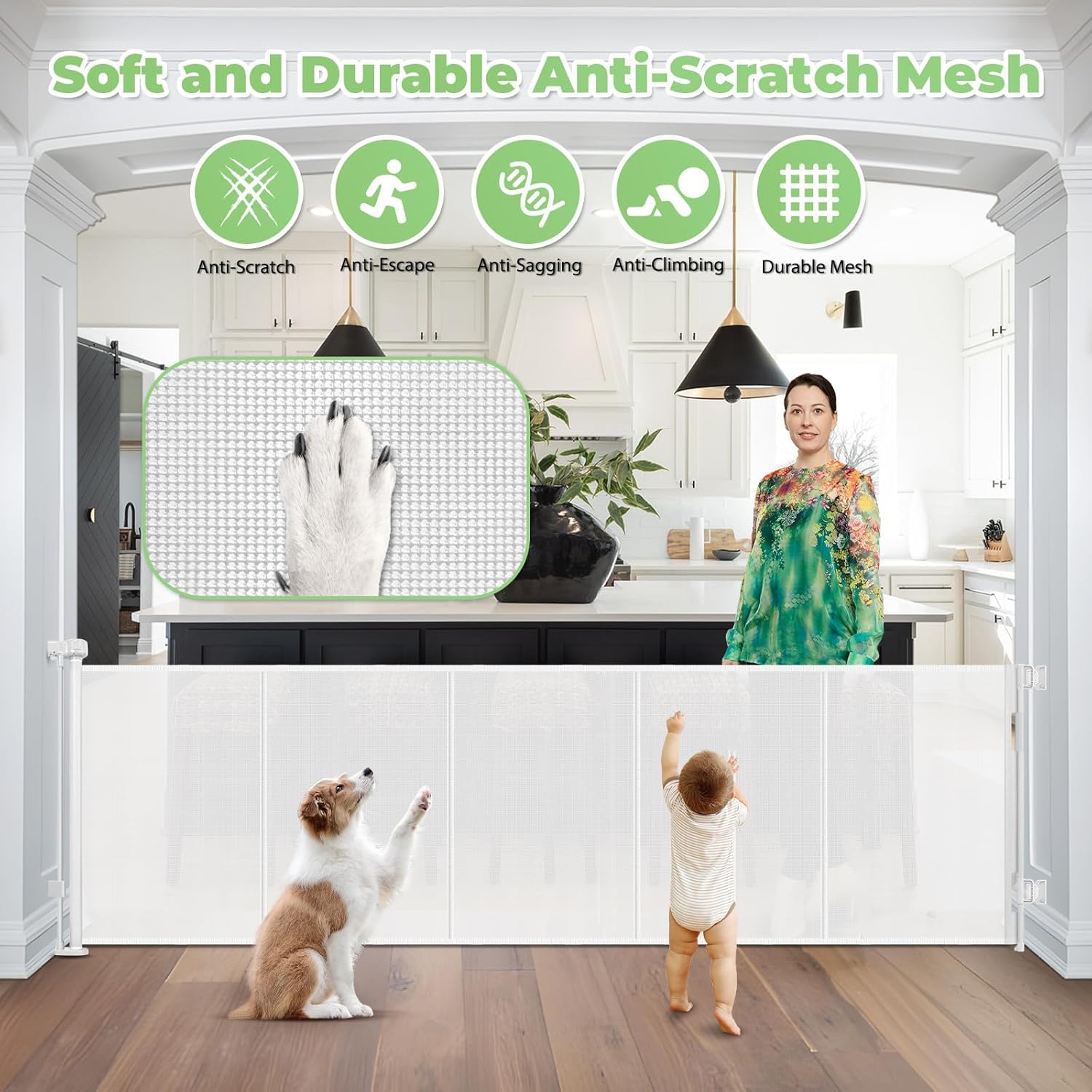 Stcockis scratch resistant mesh resists pets during playtime.