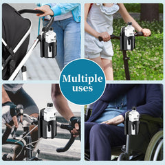 SteAnny cup holder swivels 360 degrees for flexible positioning.