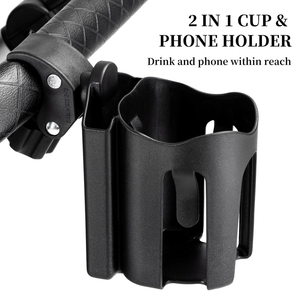 SteAnny cup holder on walker handle for easy reach.