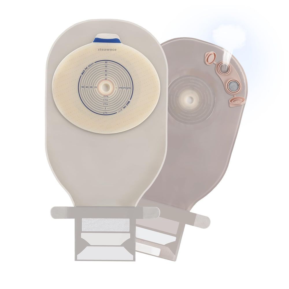 Steawoce ostomy bag with cloth-back panel for discreet all-day comfort