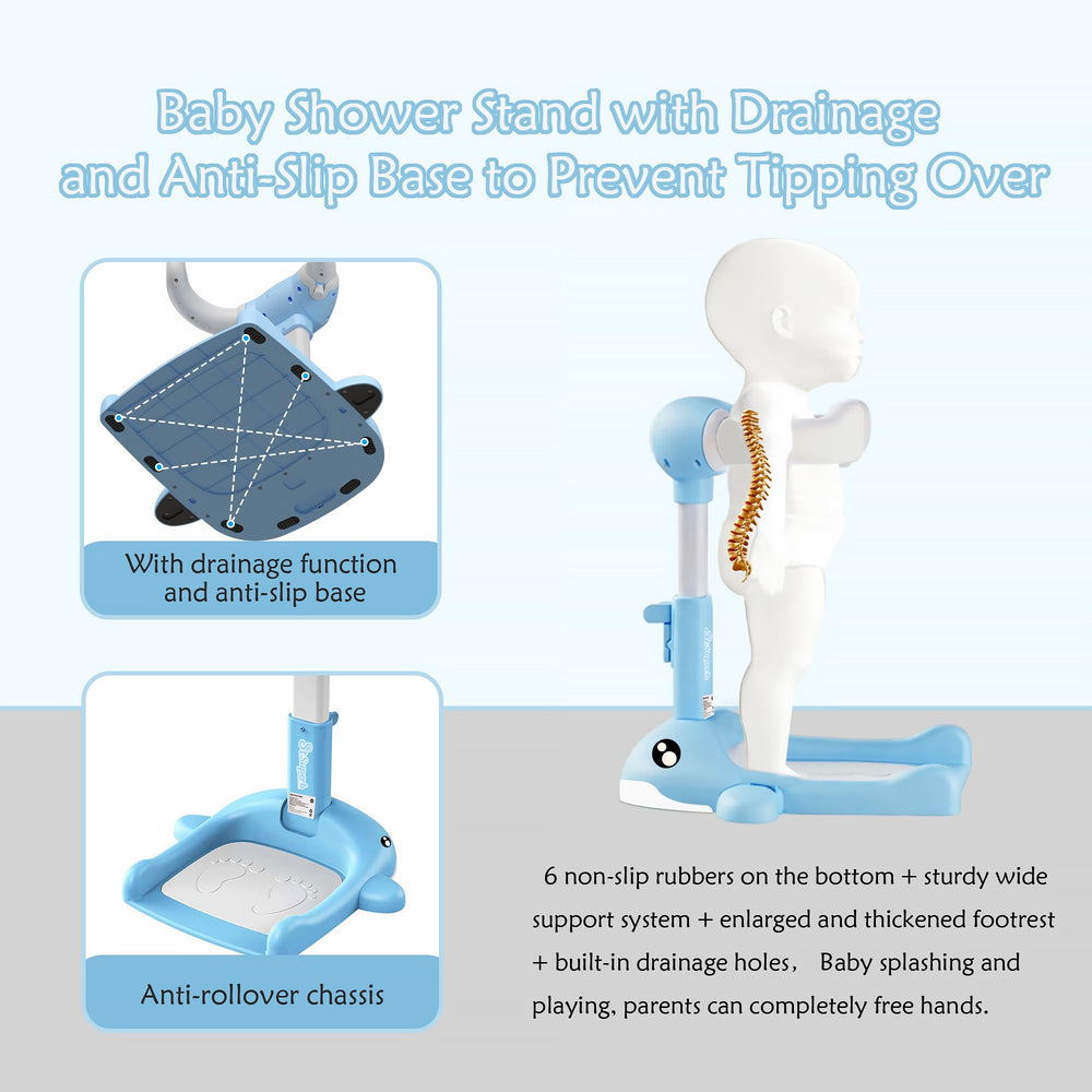 SteelSuperb baby bath stand anti-slip base keeps the bath secure on smooth floors.