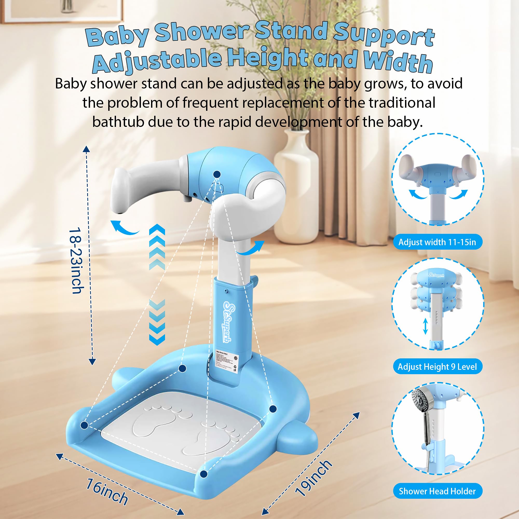 SteelSuperb baby bath stand easy-clean edges simplify post-bath cleanup.