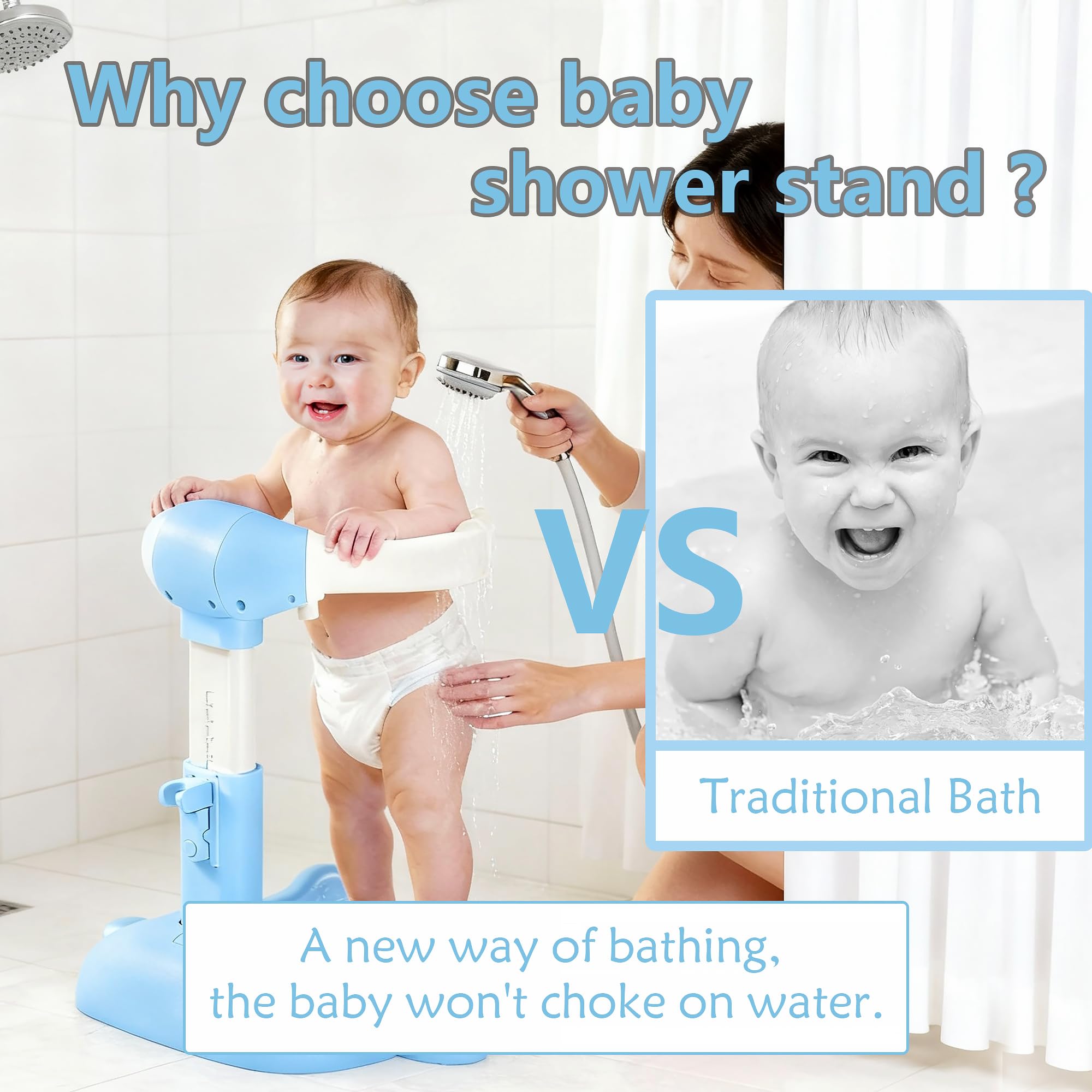 SteelSuperb baby bath stand silicone armrests cradle baby gently for a secure bath.