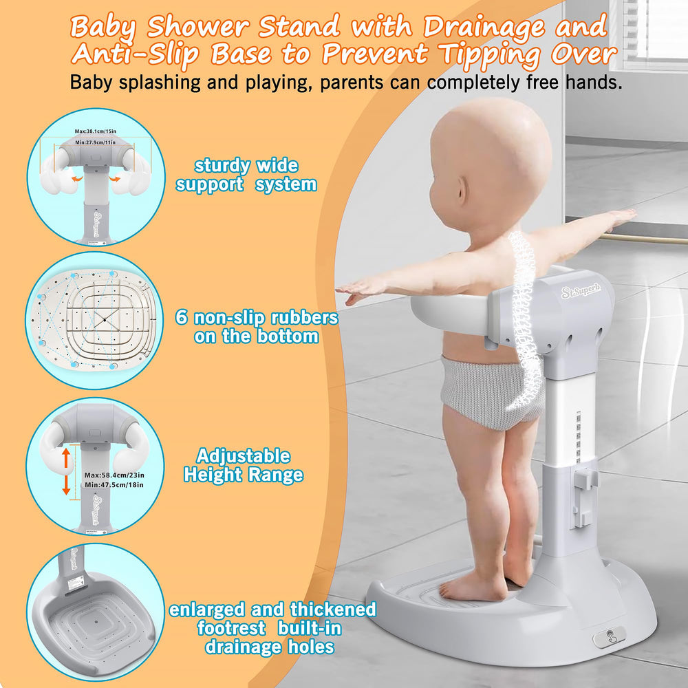 SteelSuperb built-in shower head holder frees hands during bath time.