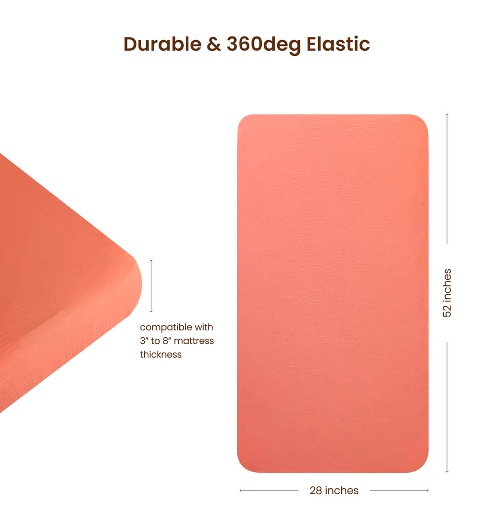 Elastic deep-pocket corner keeps Stellar Kiddos crib sheet secure on the mattress.