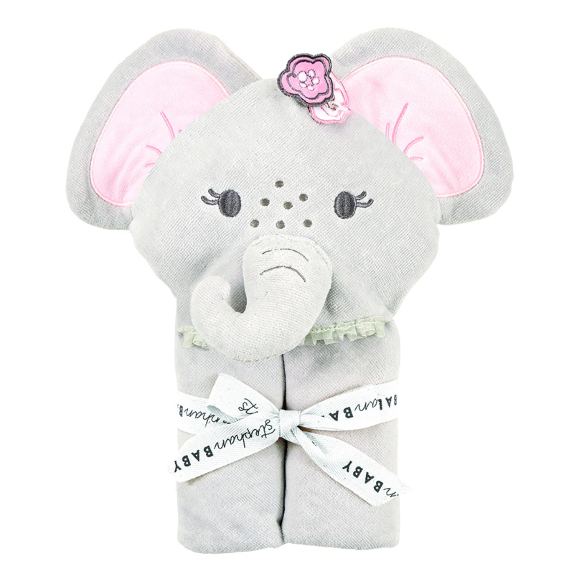 Stephan Baby hooded towel features floppy ears for cute, cozy bath time.
