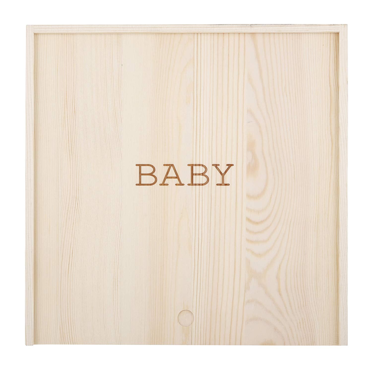 Lid close-up of Stephan Baby keepsake box showing printed baby detail