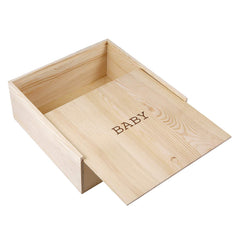 Interior space of Stephan Baby natural pine keepsake box for mementos