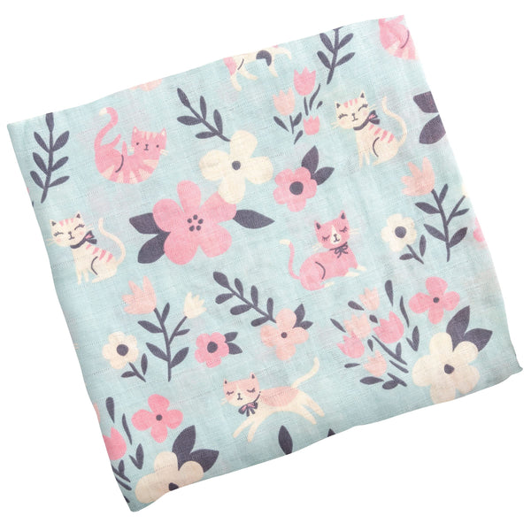 Stephen Joseph muslin swaddle blanket with cat design for cozy swaddling