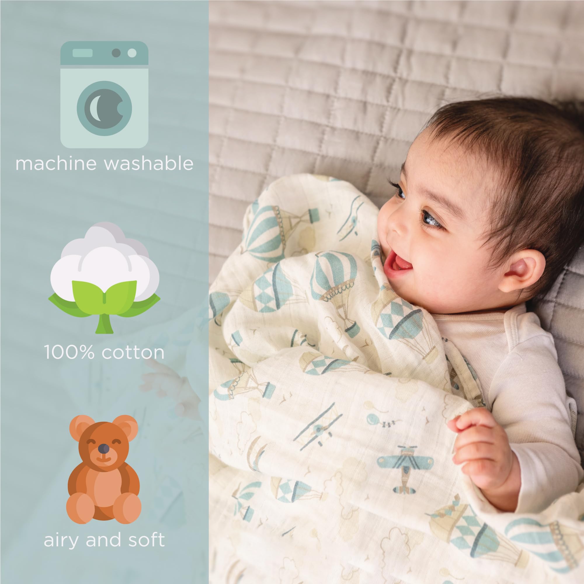 Stephen Joseph muslin blanket doubles as a feeding cover and cleanup aid