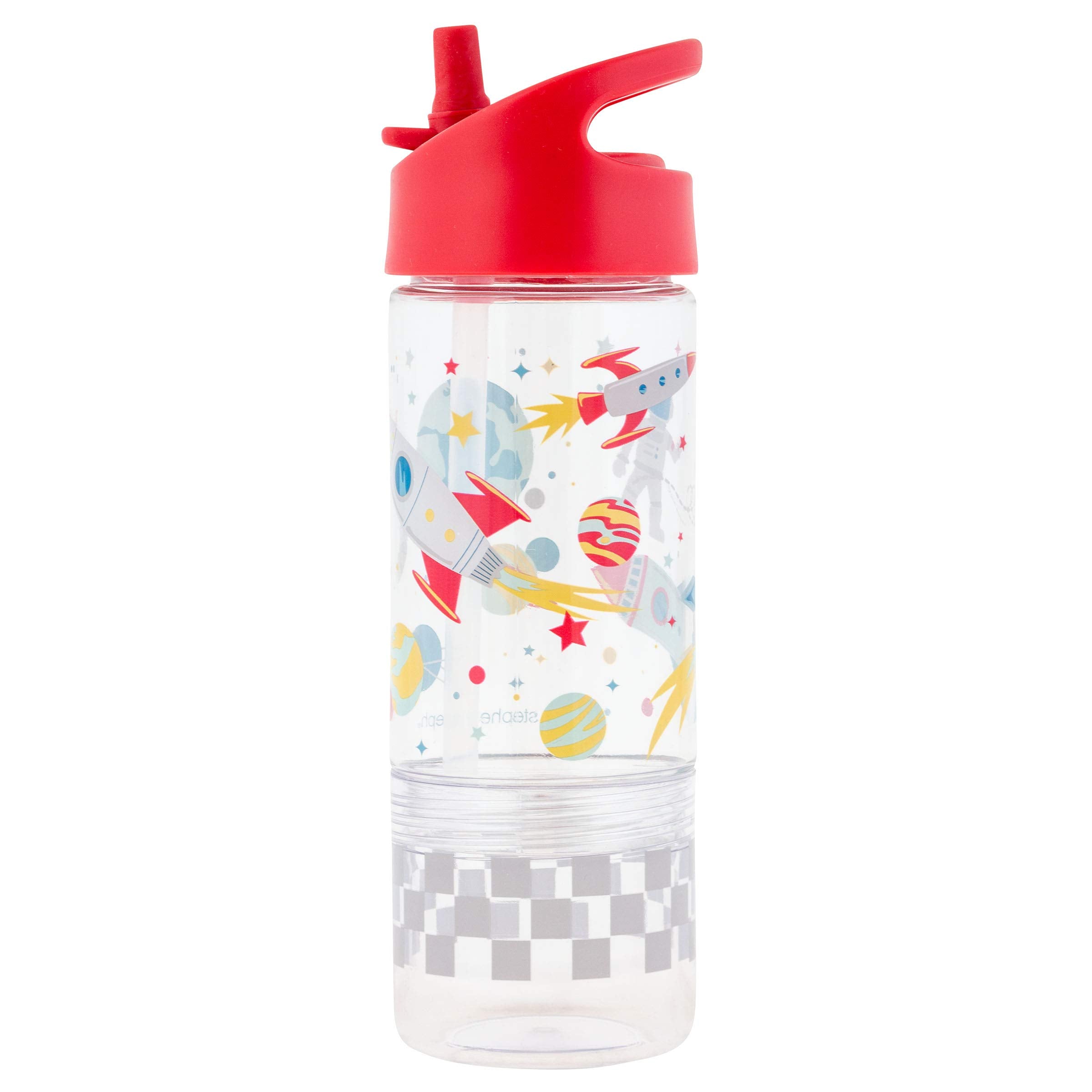 Stephen Joseph Space flip-top bottle with leak-proof spout for kids on the go.