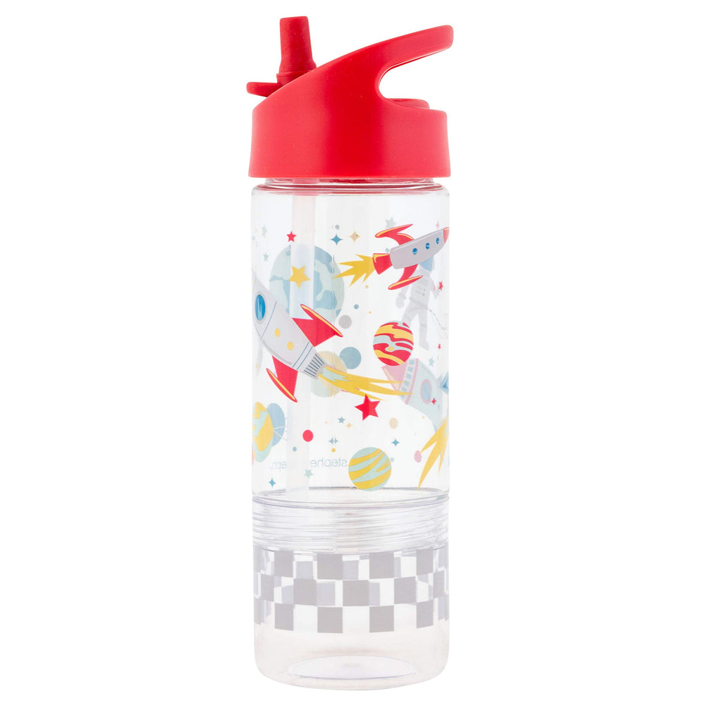 Stephen Joseph Space flip-top bottle with leak-proof spout for kids on the go.