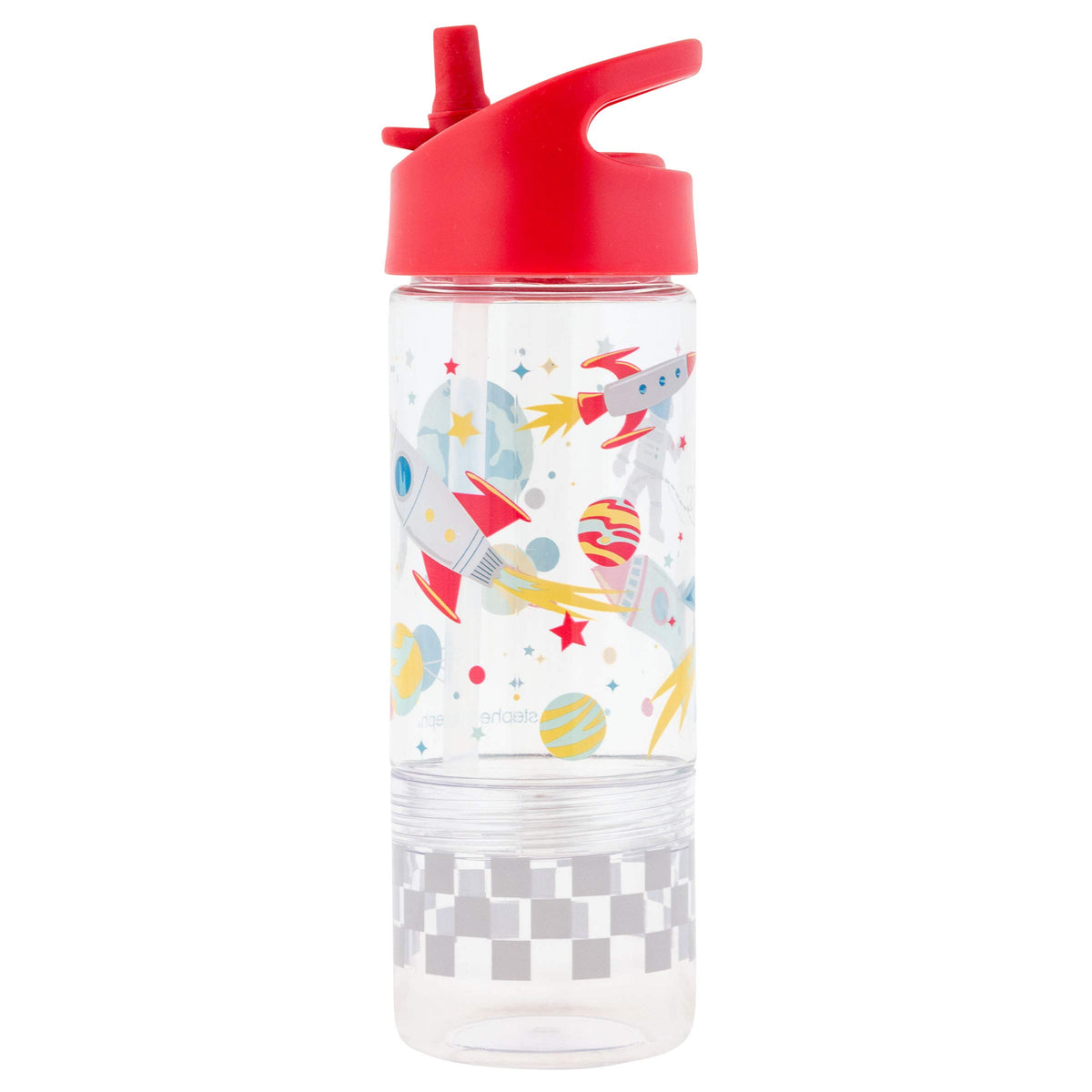Stephen Joseph Space flip-top bottle with leak-proof spout for kids on the go.