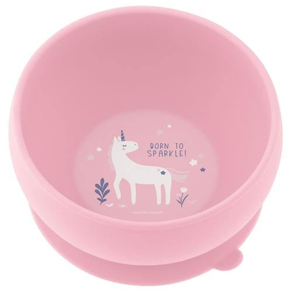 Stephen Joseph unicorn-print suction bowl keeps meals in place for toddlers