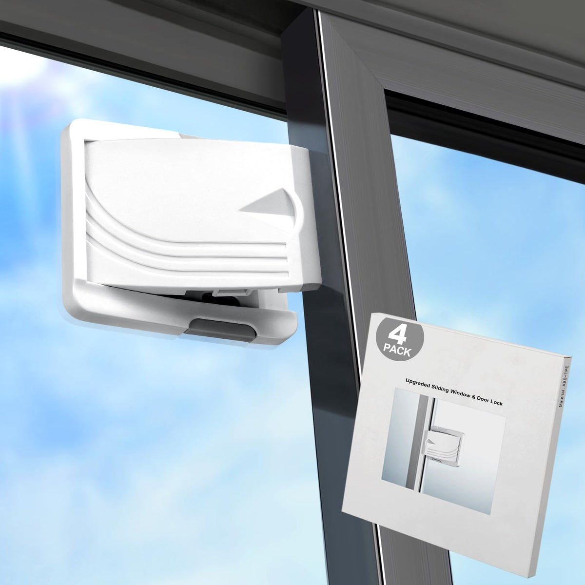 STERGDE sliding door lock 4pack protects kids across multiple doors with easy mounting.