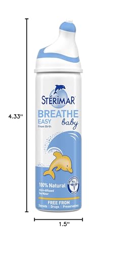 Sterimar Baby infant care scene demonstrating nasal hygiene routine.