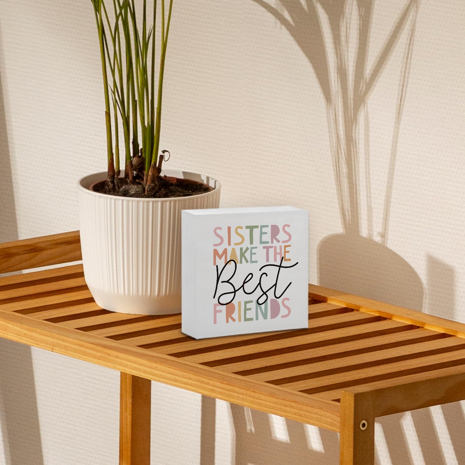 STHTTSW boho wooden sign ideal for desk, shelf, or wall display.