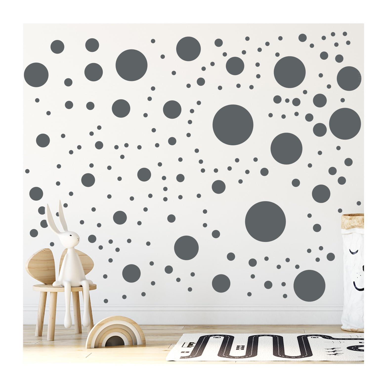 StickerDeen polka dot circle wall stickers grey pack; eight sheets for easy decorating.