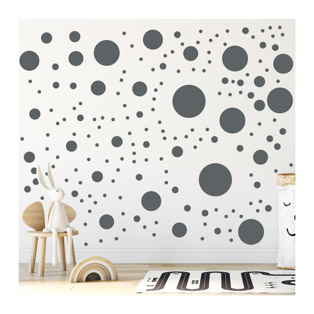 StickerDeen polka dot circle wall stickers grey pack; eight sheets for easy decorating.