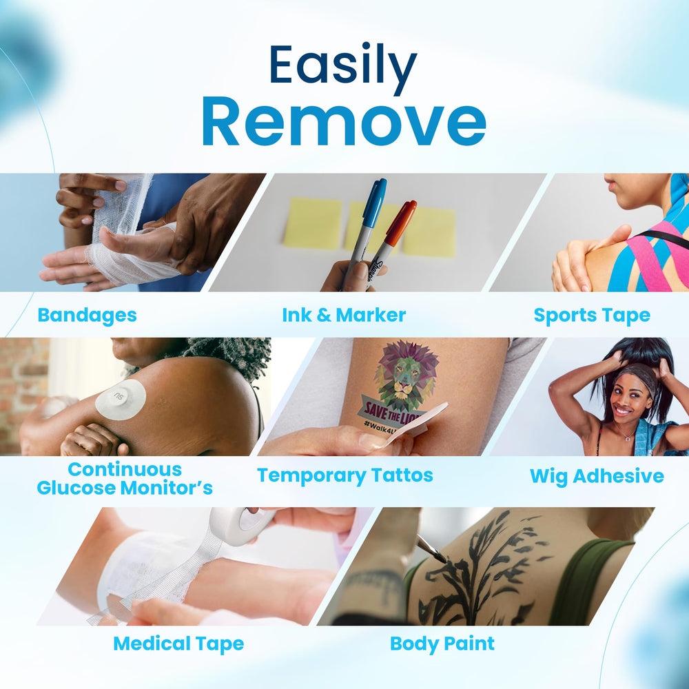 Sting-Less Adhesive Remover for gum in hair, quick painless detachment.