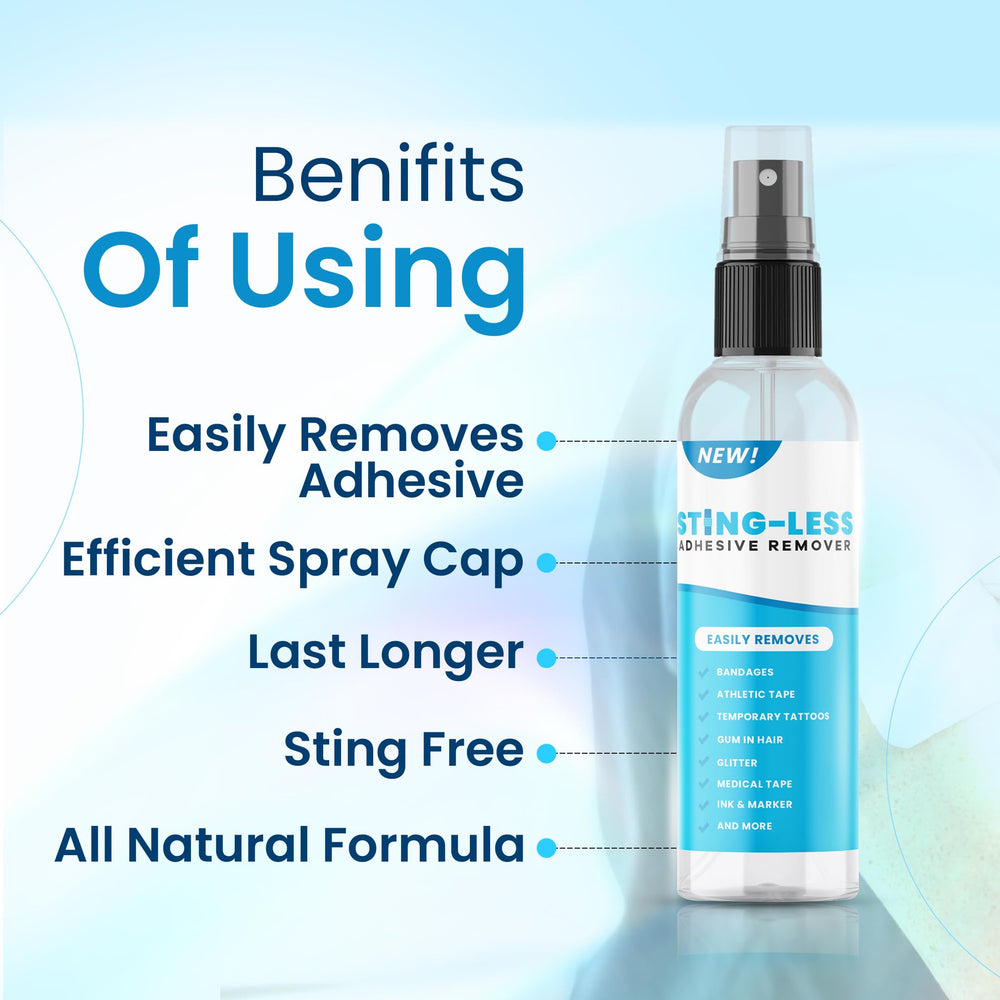 Sting-Less Adhesive Remover for ink and marker, clean removal without residue.
