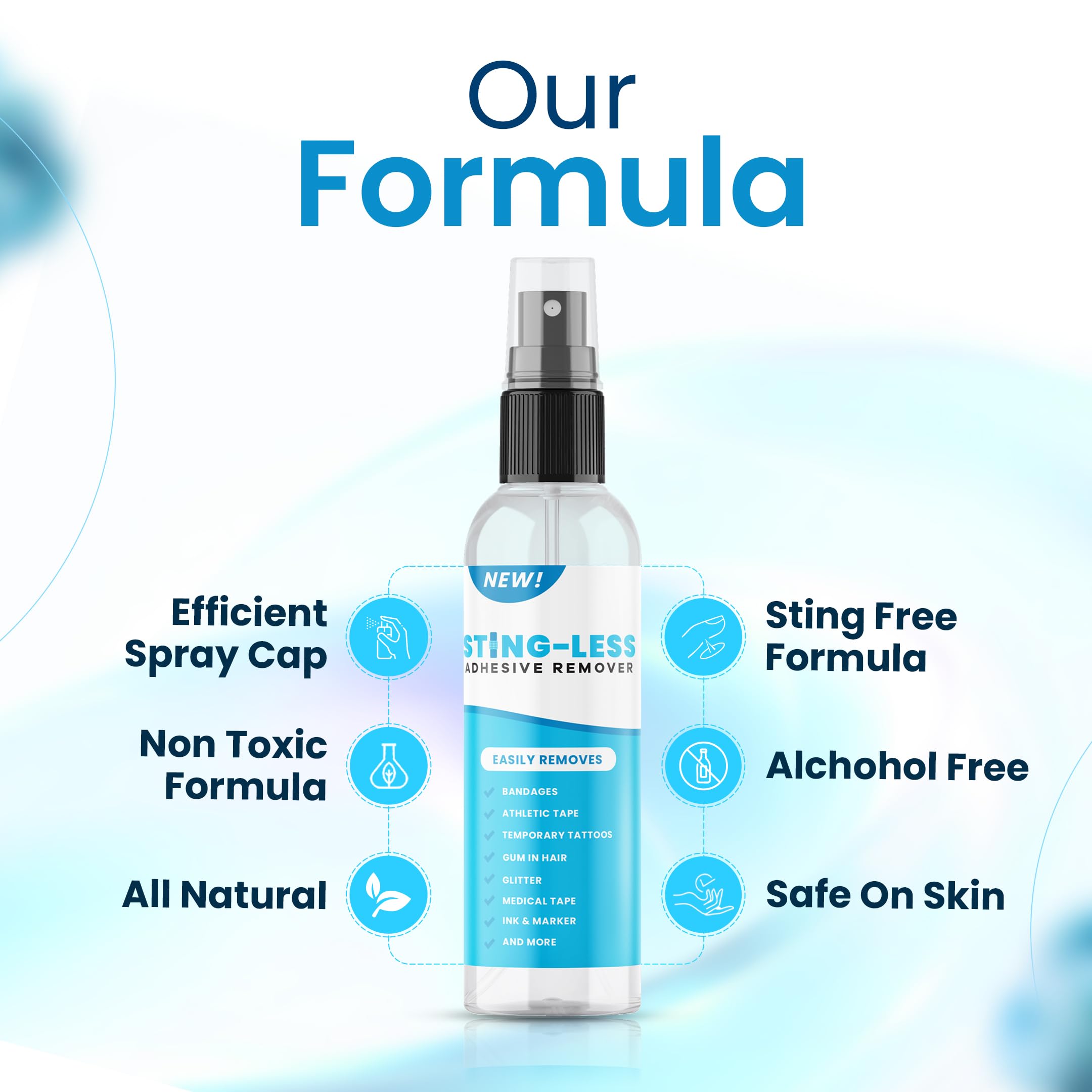 Sting-Less Adhesive Remover for wig adhesive, safe wig clean-up.