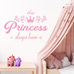 STNRST-IN Princess wall decal with pink crown adds playful nursery decor.