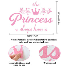 STNRST-IN Princess sleeps here sticker creates cozy bedtime atmosphere.